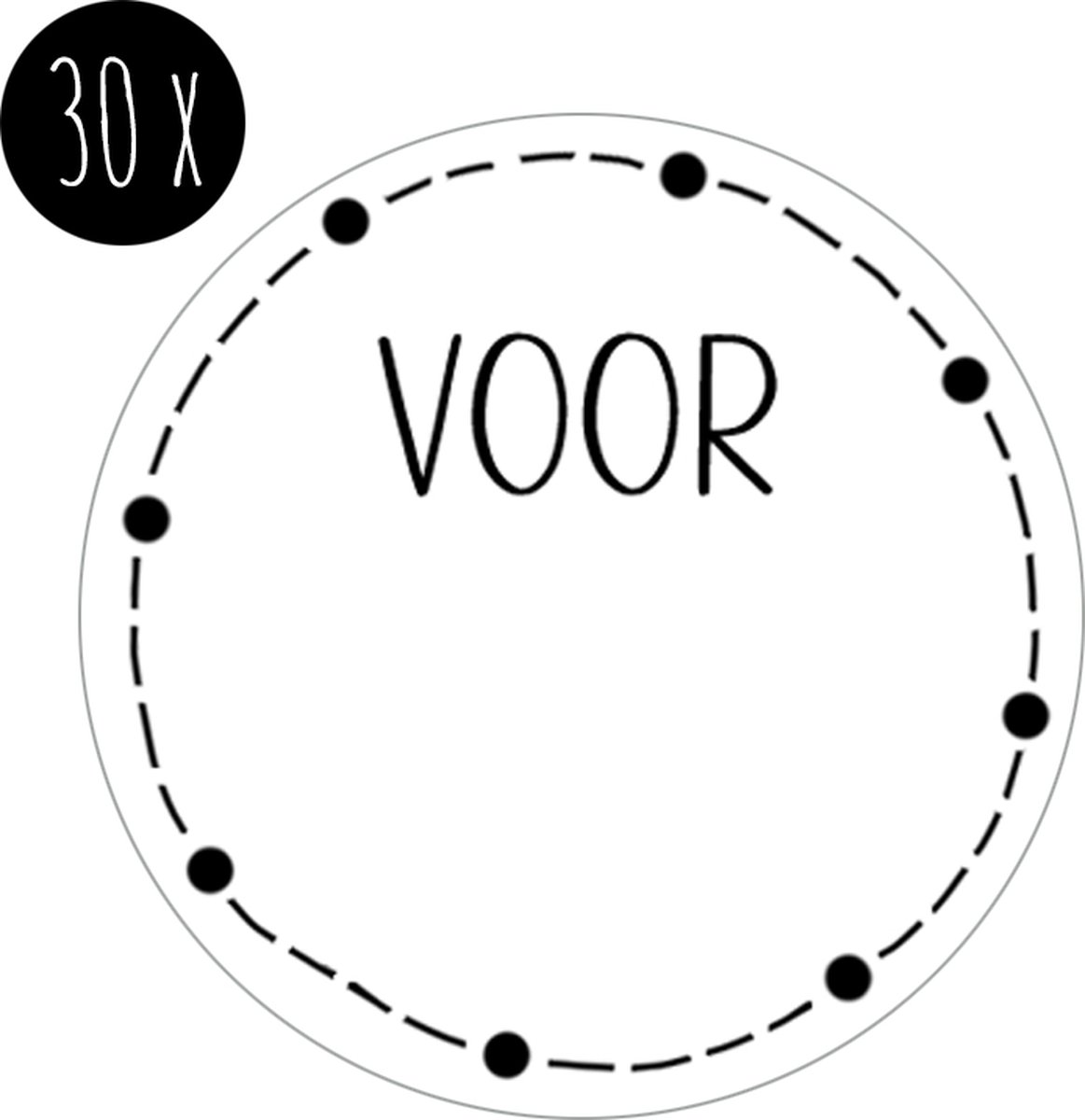 30x Sticker / Cadeausticker | beschrijfbaar | VOOR *NAAM* | stippen & streepjes | 35 mm